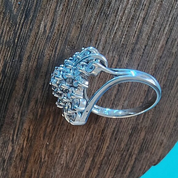 Vintage Sterling Silver & CZ Cocktail Ring for Women- Size 8-Very Good Condition - Picture 11 of 13